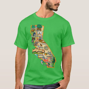 California State Map met Afbeeldingen distantiëre T-shirt