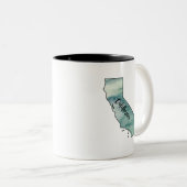 California State Map Waterverf Tweekleurige Koffiemok (Voorkant rechts)