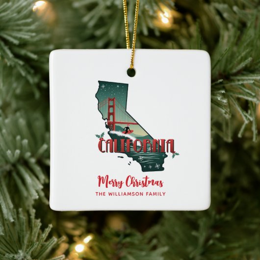 California State Merry Christmas Custom Holiday Keramisch Ornament (Boom)