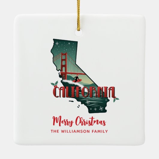California State Merry Christmas Custom Holiday Keramisch Ornament (Achterkant)