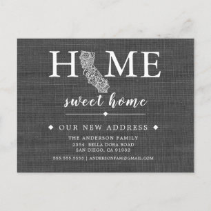 CALIFORNIA State Moving Announcement Post Card Aankondigingskaart