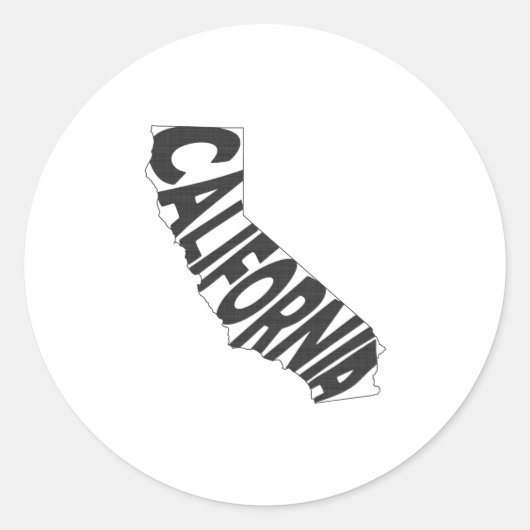 California State Naam Word Art Zwart Ronde Sticker (Voorkant)