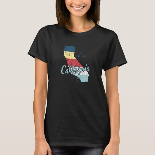 California State Outline Kaart Verenigde Staten T-shirt (Voorkant)
