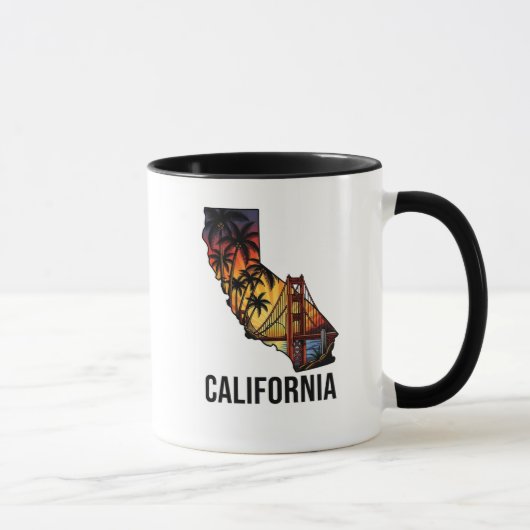 California State Outline Tattoo stijl palmbomen Mok (Rechts)