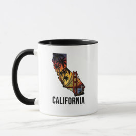 California State Outline Tattoo stijl palmbomen Mok