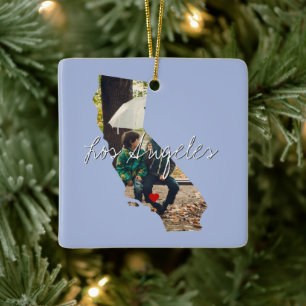 California State Photo insert and town name Keramisch Ornament