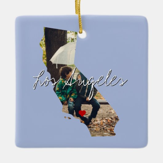 California State Photo insert and town name Keramisch Ornament (Voorkant)