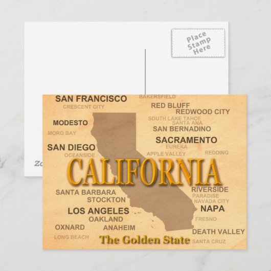 California State Pride Map Silhouette Briefkaart (Voorkant / Achterkant)