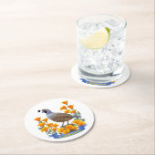 California State Quail Vogel & Poppy Bloem Ronde Kartonnen Onderzetter (Insitu)