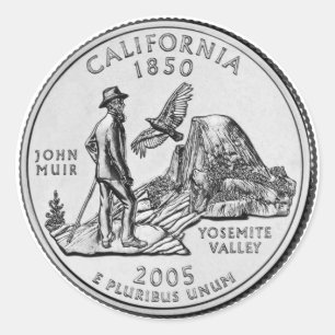 California State Quarter Ronde Sticker