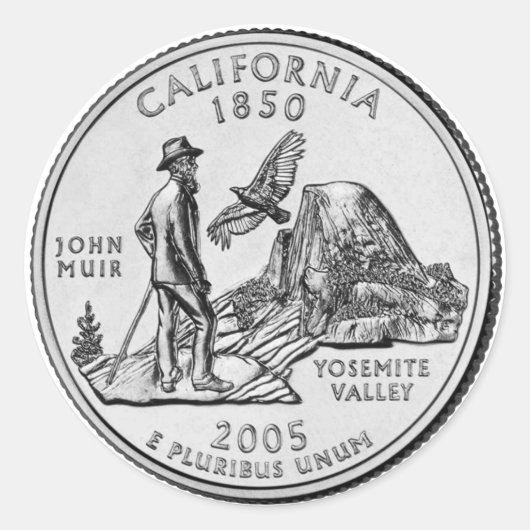 California State Quarter Ronde Sticker (Voorkant)