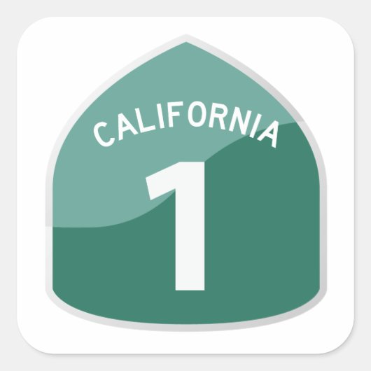 California State Route 1 Pacific Coast Highway Vierkante Sticker (Voorkant)