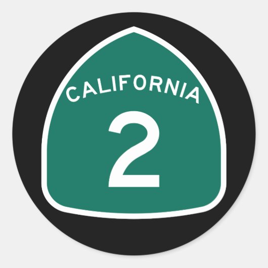 California State Route 2 Classic Round Sticker (Voorkant)