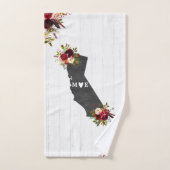 California State Rustic Floral Wedding Monogram Bad Handdoek (Handdoek)
