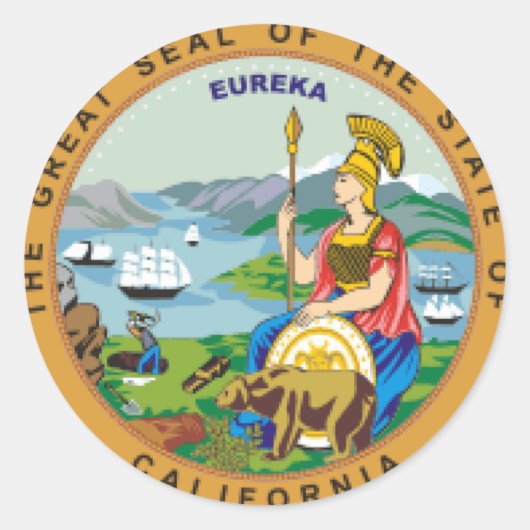 California State Seal Ronde Sticker (Voorkant)