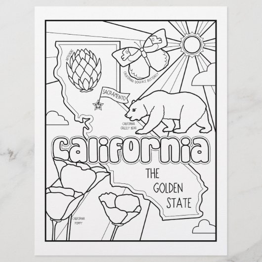 California State Shape and Facts kleurplaat Flyer (Voorkant)