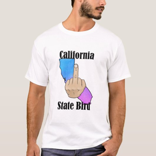 California state vogel T-shirt middelvinger kleur (Voorkant)