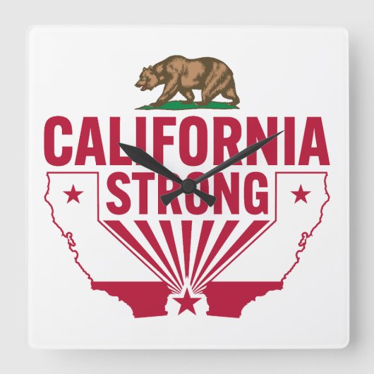 California Strong Grizzly Beer Vierkante Klok (Voorkant)