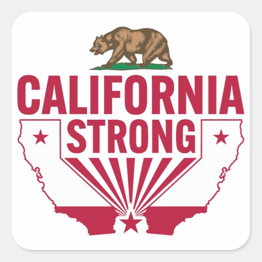 California Strong Grizzly Beer Vierkante Sticker (Voorkant)