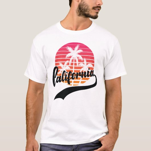 California Summer Retro Sunset Mannen T-Shirt (Voorkant)