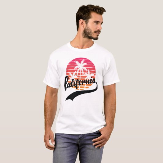California Summer Retro Sunset Mannen T-Shirt (Voorkant volledig)