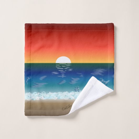 California Sunset | Beach Sand Heart Bad Handdoek (Wasdoekje)