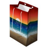 California Sunset | Beach Sand Heart Medium Cadeauzakje (Voorkant Gekanteld)