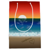 California Sunset | Beach Sand Heart Medium Cadeauzakje (Voorkant)