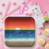 California Sunset | Beach Sand Heart Papieren Bordje (Feest)