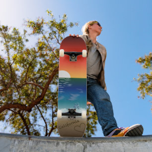California Sunset Beach Sand Heart Persoonlijk Skateboard