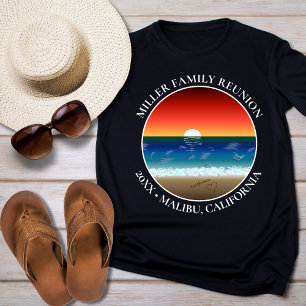 California Sunset Beach Zand Hart Familie Reünie T-shirt