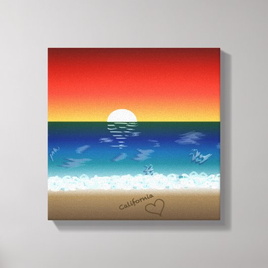California Sunset | Strand Zand Hart Achtergrond Canvas Afdruk (Voorkant)