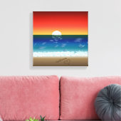 California Sunset | Strand Zand Hart Achtergrond Canvas Afdruk (Insitu (Woonkamer))
