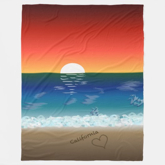 California Sunset | Strand Zand Hart Achtergrond Fleece Deken (Voorkant)