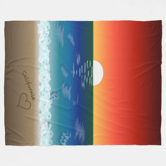California Sunset | Strand Zand Hart Achtergrond Fleece Deken (Voorkant (Horizontaal))