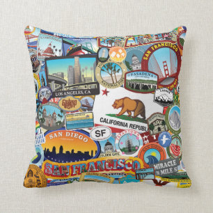 California Super Sticker Collage Pattern Kussen