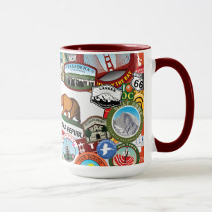 California Super Sticker Collage Pattern Mok