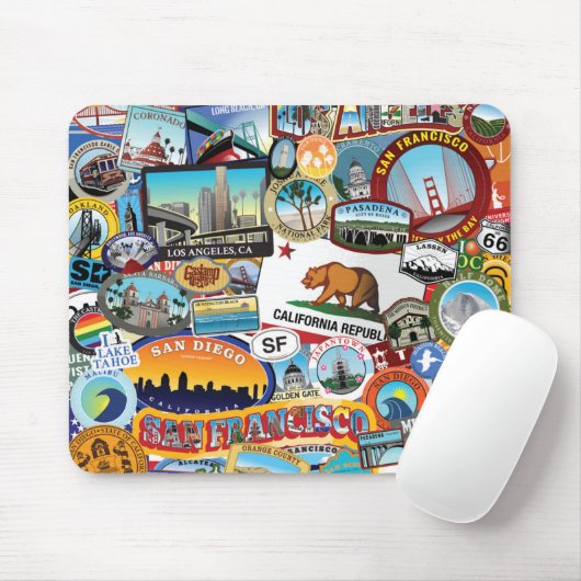 California Super Sticker Collage Pattern Muismat (Met muis)