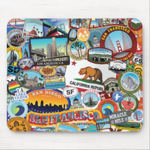 California Super Sticker Collage Pattern Muismat