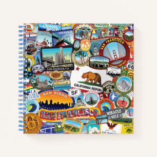 California Super Sticker Collage Pattern Notitieboek