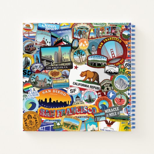California Super Sticker Collage Pattern Notitieboek (Achterkant)