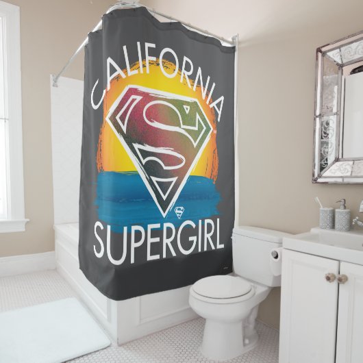 California Supergirl Sunset Graphic Douchegordijn (In situ)