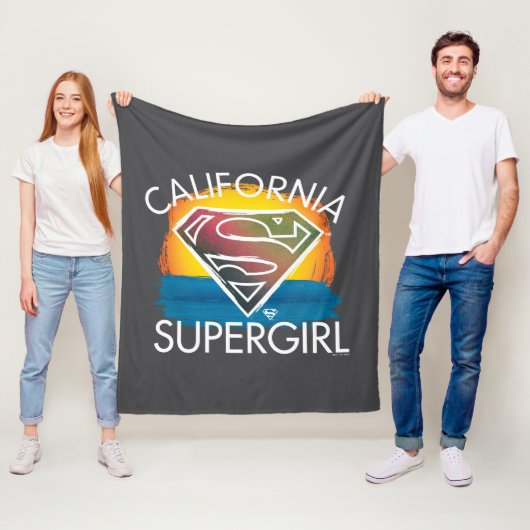 California Supergirl Sunset Graphic Fleece Deken (In situ)
