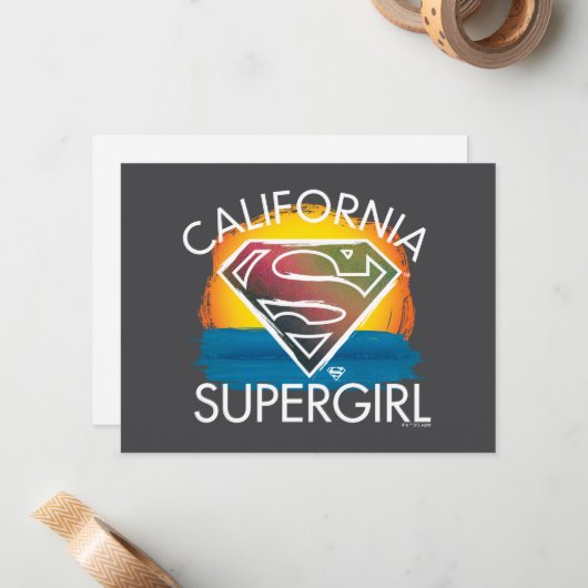 California Supergirl Sunset Graphic Notitiekaartje (Voorkant / Achterkant in situ)