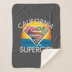 California Supergirl Sunset Graphic Sherpa Deken