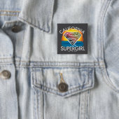 California Supergirl Sunset Graphic Vierkante Button 5,1 Cm (In situ)