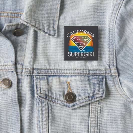 California Supergirl Sunset Graphic Vierkante Button 5,1 Cm (In situ)