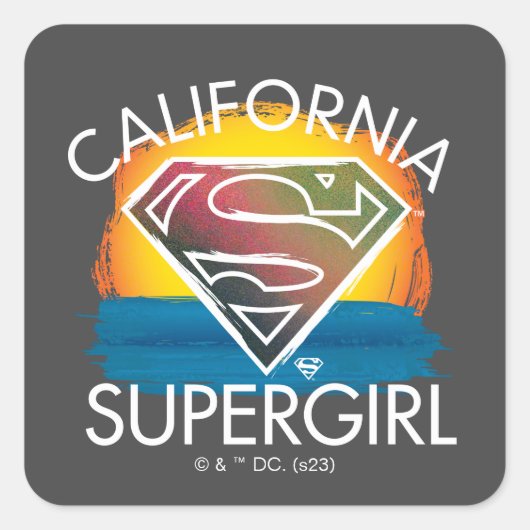 California Supergirl Sunset Graphic Vierkante Sticker (Voorkant)