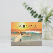 California Surfer Girl Beach Sunset Briefkaart (Staand voorkant)