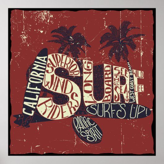 California Surfer Quote Poster (Voorkant)